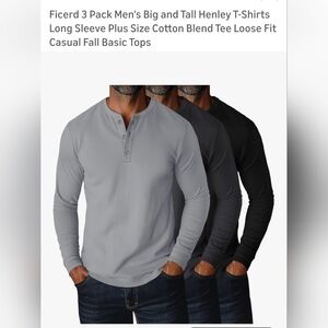 Men's Henley 3-Pack – Light Gray, Charcoal & Black. M-14